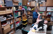 Flat chested teen shoplifter fucked in the backroom