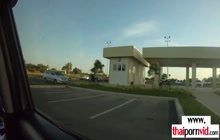 Petite small titted amateur asian teen Cherry relaxing on a big white cock